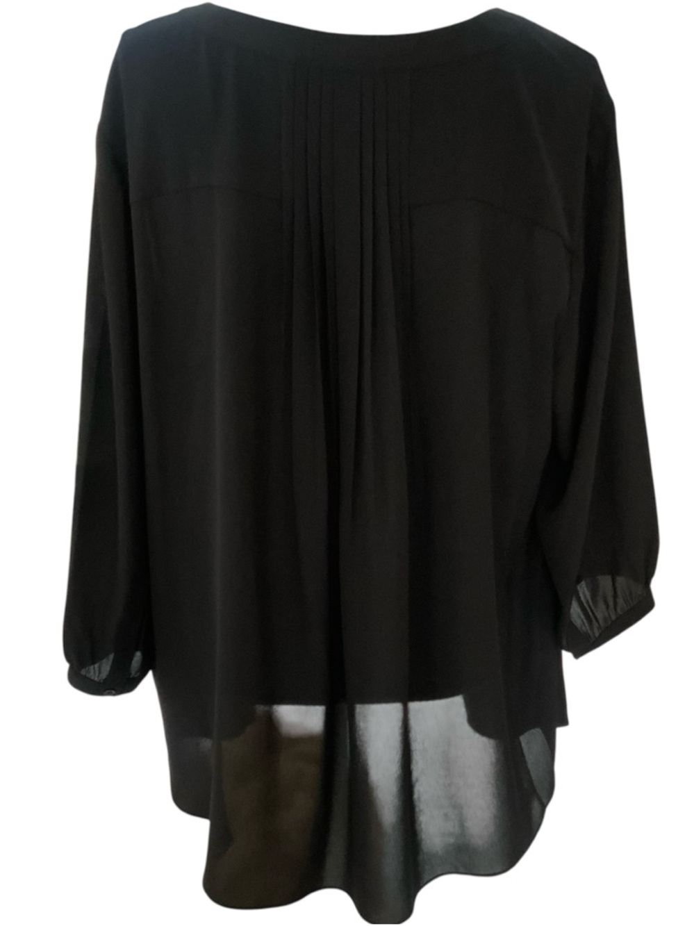 NYDJ Women’s Blouse Top 1X Black Sheer 3/4 Sleeves NWT - Picture 3 of 7